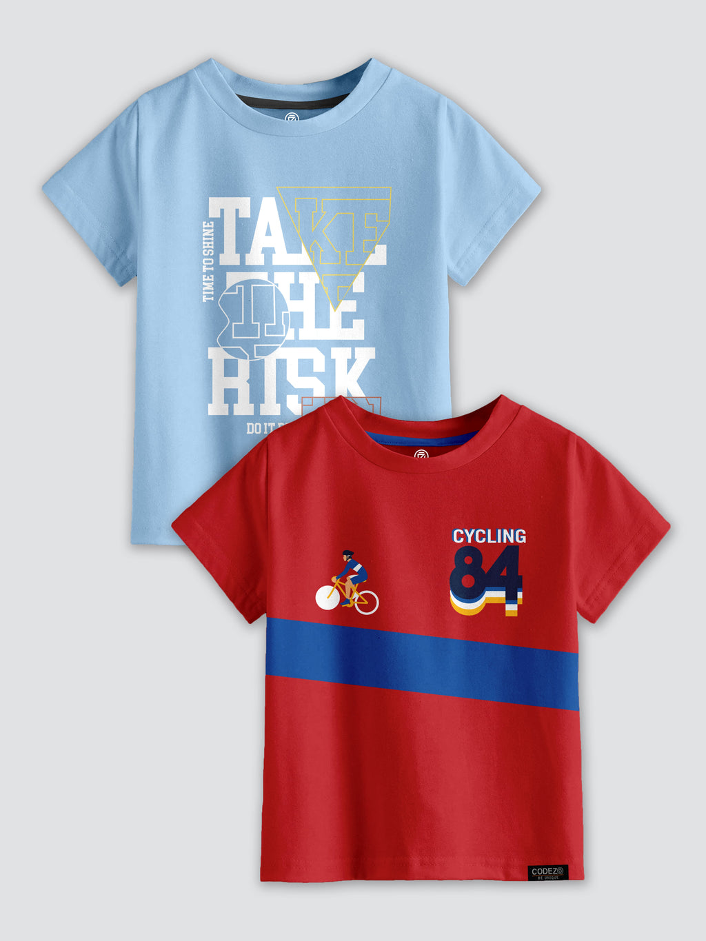 CODEZ Boys Pack Of 2 Round Neck Printed Tshirts