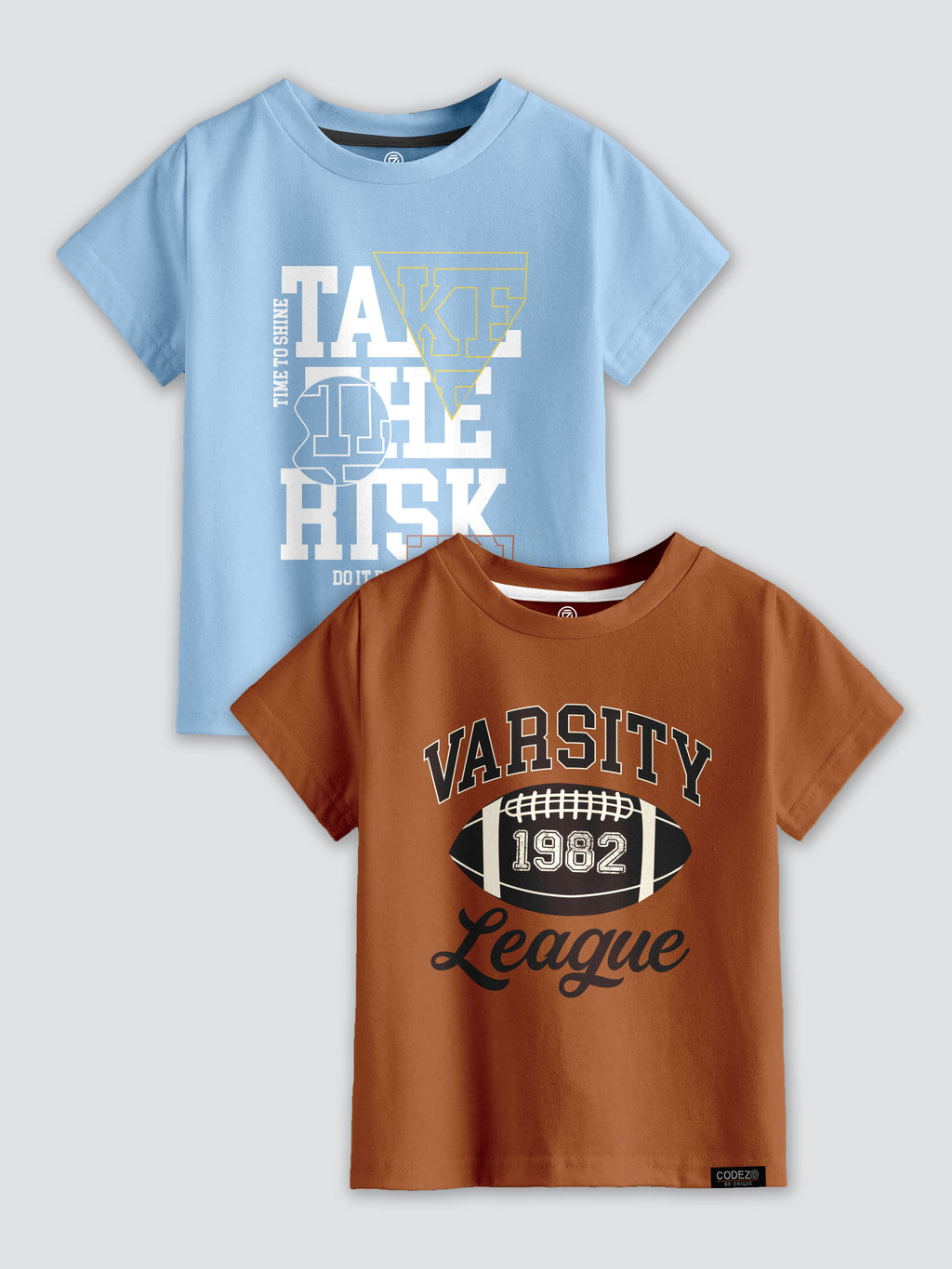 CODEZ Boys Pack Of 2 Round Neck Printed Tshirts