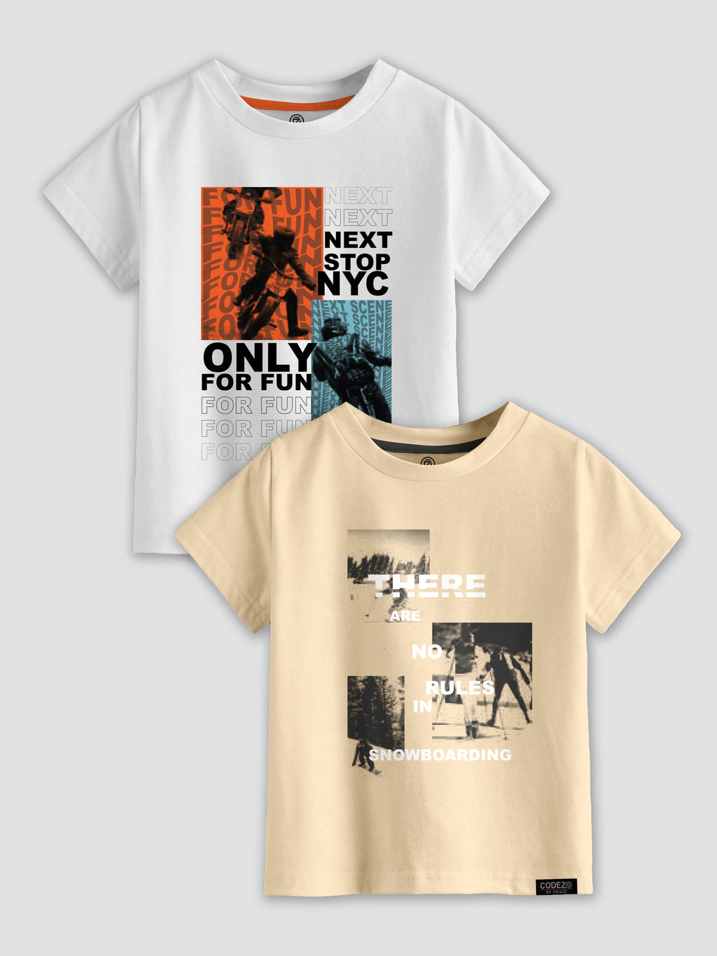 CODEZ Boys Pack Of 2 Round Neck Printed Tshirts