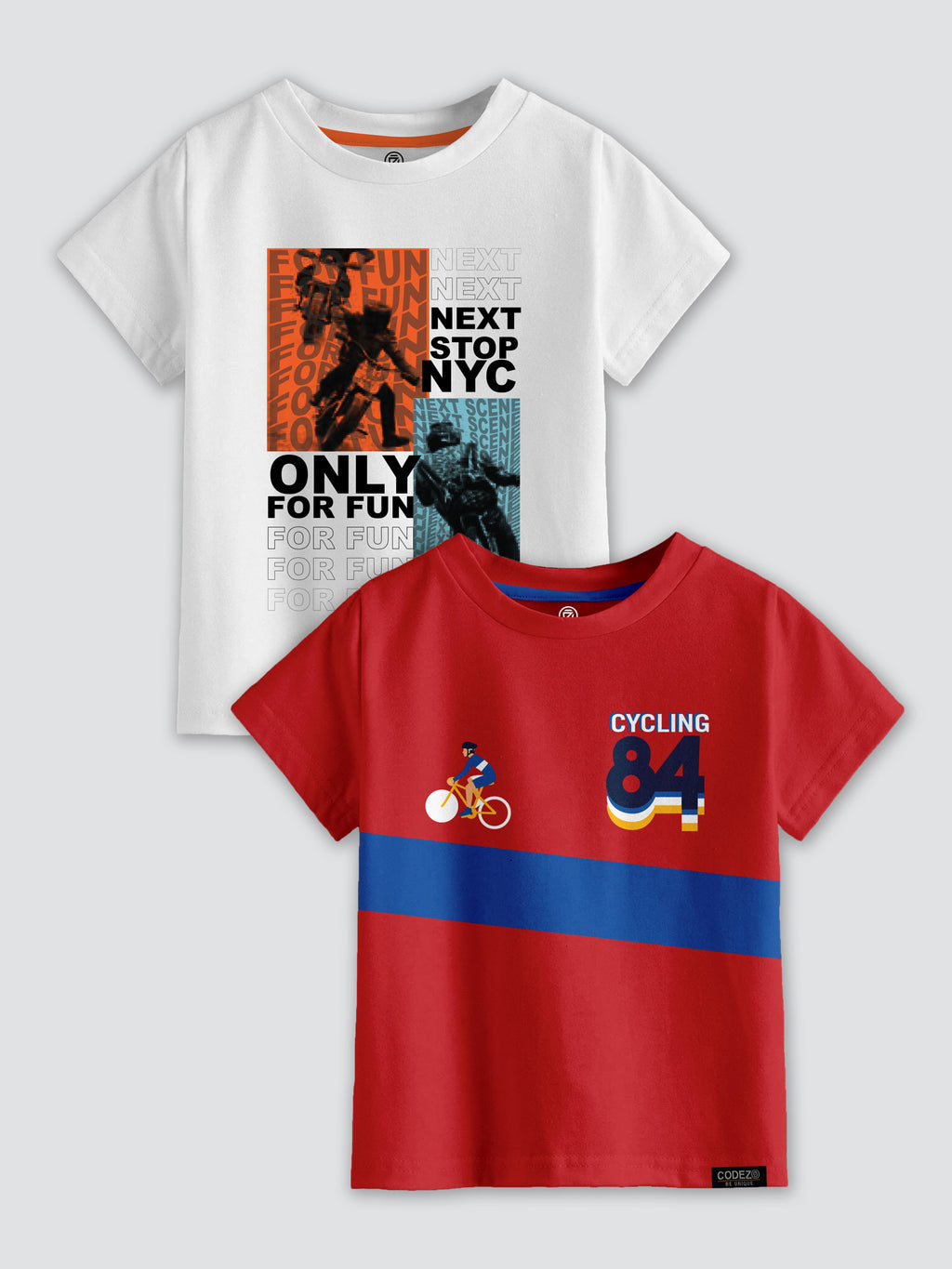 CODEZ Boys Pack Of 2 Round Neck Printed Tshirts