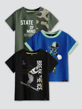 CODEZ Boys Pack Of 3 Round Neck Printed Tshirts