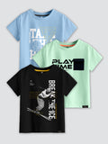 CODEZ Boys Pack Of 3 Round Neck Printed Tshirts