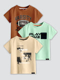 CODEZ Boys Pack Of 3 Round Neck Printed Tshirts