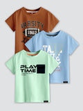 CODEZ Boys Pack Of 3 Round Neck Printed Tshirts