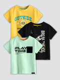 CODEZ Boys Pack Of 3 Round Neck Printed Tshirts