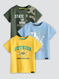 CODEZ Boys Pack Of 3 Round Neck Printed Tshirts