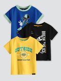 CODEZ Boys Pack Of 3 Round Neck Printed Tshirts