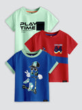 CODEZ Boys Pack Of 3 Round Neck Printed Tshirts
