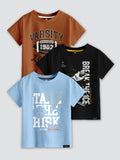 CODEZ Boys Pack Of 3 Round Neck Printed Tshirts