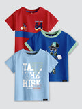 CODEZ Boys Pack Of 3 Round Neck Printed Tshirts
