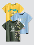 CODEZ Boys Pack Of 3 Round Neck Printed Tshirts