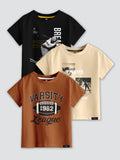 CODEZ Boys Pack Of 3 Round Neck Printed Tshirts