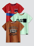 CODEZ Boys Pack Of 3 Round Neck Printed Tshirts
