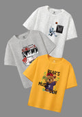 CODEZ Boys Pack Of 3 Round Neck Printed Tshirts