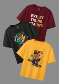 CODEZ Boys Pack Of 3 Round Neck Printed Tshirts