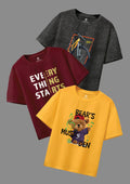 CODEZ Boys Pack Of 3 Round Neck Printed Tshirts