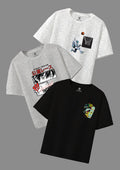 CODEZ Boys Pack Of 3 Round Neck Printed Tshirts