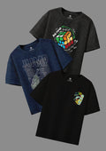 CODEZ Boys Pack Of 3 Round Neck Printed Tshirts
