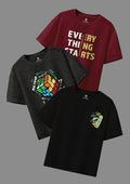 CODEZ Boys Pack Of 3 Round Neck Printed Tshirts