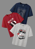 CODEZ Boys Pack Of 3 Round Neck Printed Tshirts
