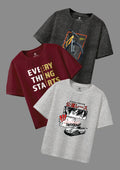 CODEZ Boys Pack Of 3 Round Neck Printed Tshirts
