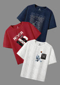 CODEZ Boys Pack Of 3 Round Neck Printed Tshirts