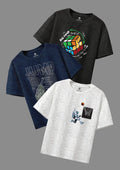 CODEZ Boys Pack Of 3 Round Neck Printed Tshirts