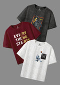 CODEZ Boys Pack Of 3 Round Neck Printed Tshirts