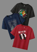 CODEZ Boys Pack Of 3 Round Neck Printed Tshirts