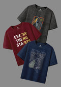 CODEZ Boys Pack Of 3 Round Neck Printed Tshirts