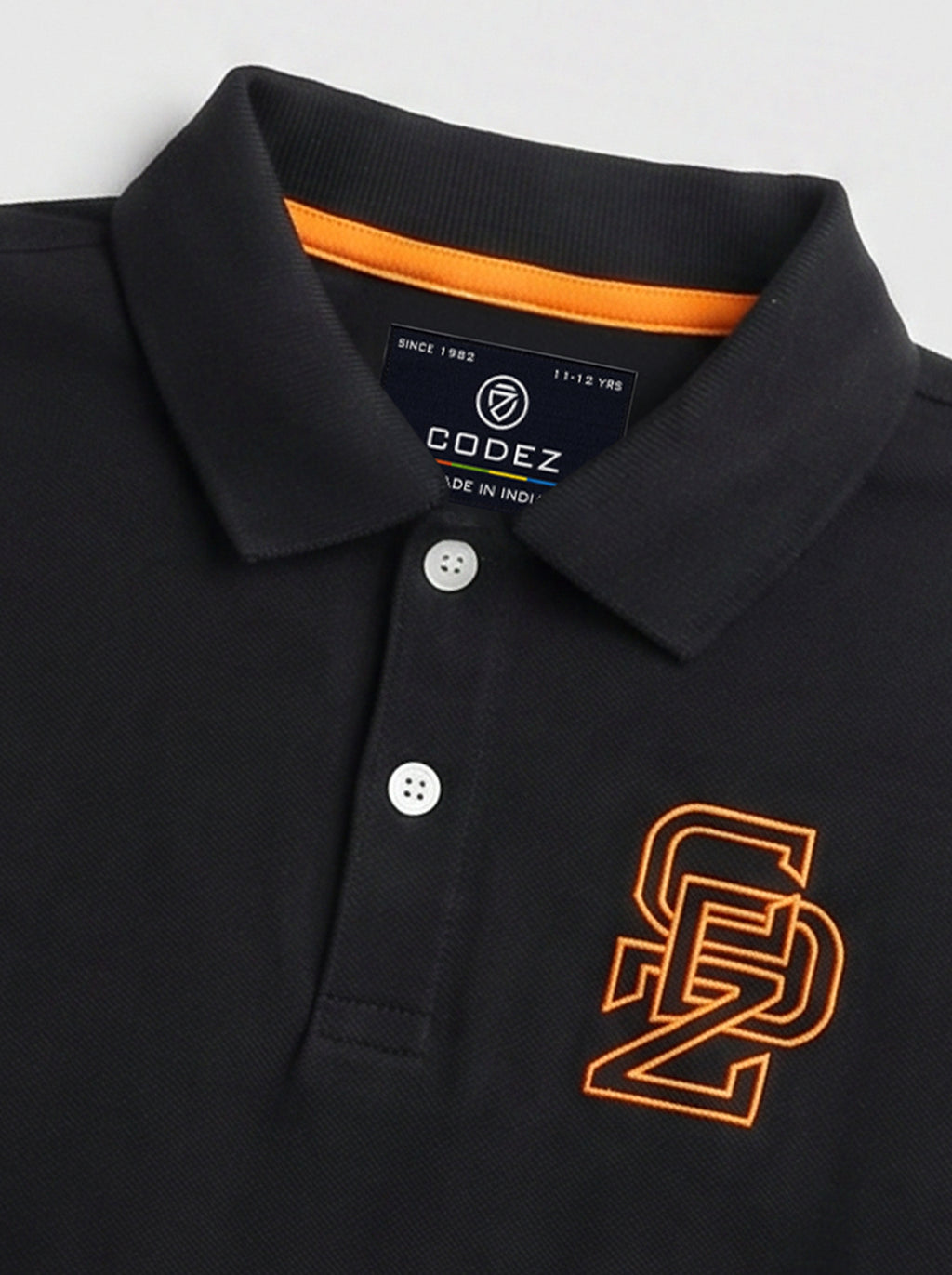CODEZ Boys Black Regular Fit Full Sleeve Polo T-Shirt