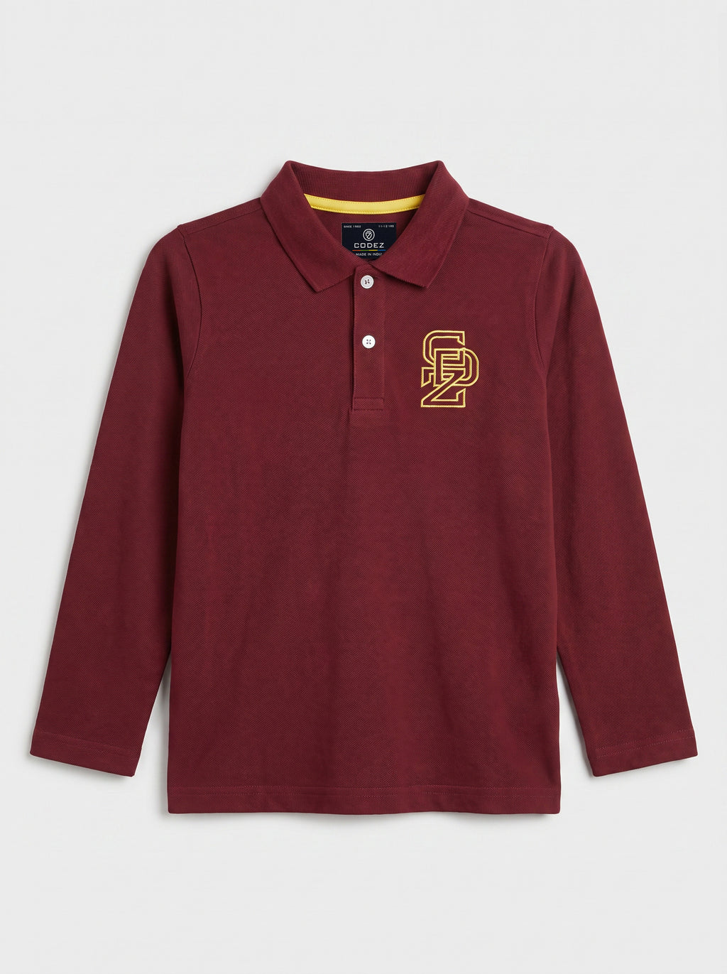 CODEZ Boys Maroon Regular Fit Full Sleeve Polo T-Shirt