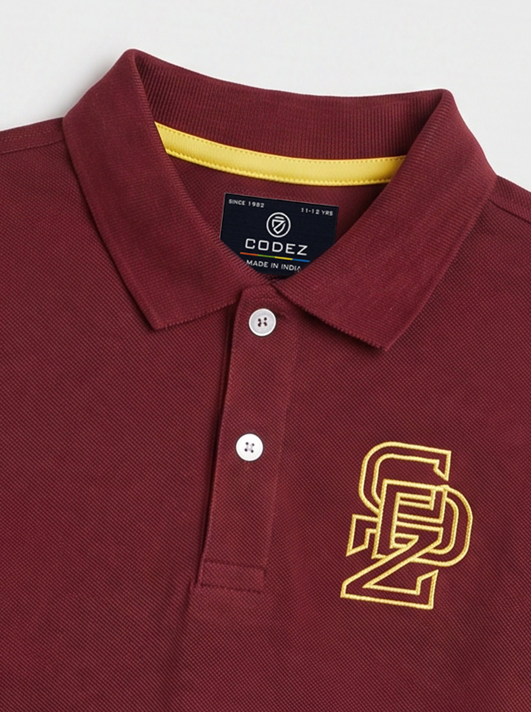 CODEZ Boys Maroon Regular Fit Full Sleeve Polo T-Shirt