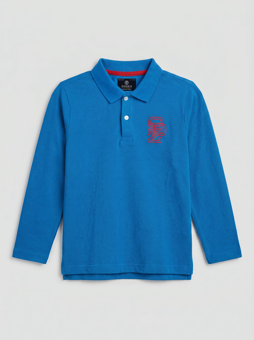 CODEZ Boys Royal Blue Regular Fit Full Sleeve Polo T-Shirt
