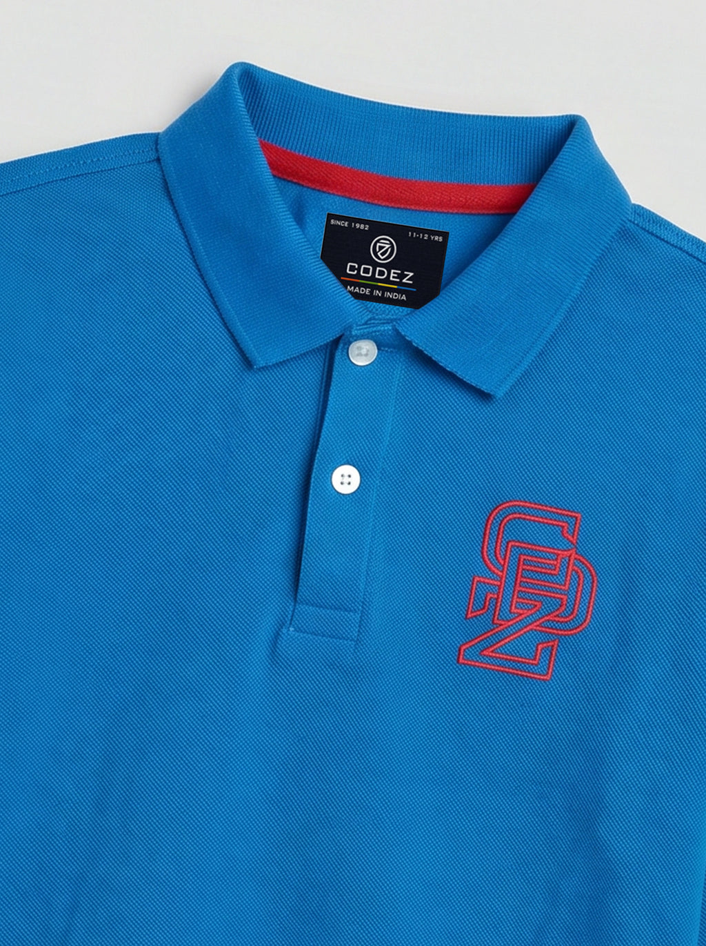 CODEZ Boys Royal Blue Regular Fit Full Sleeve Polo T-Shirt