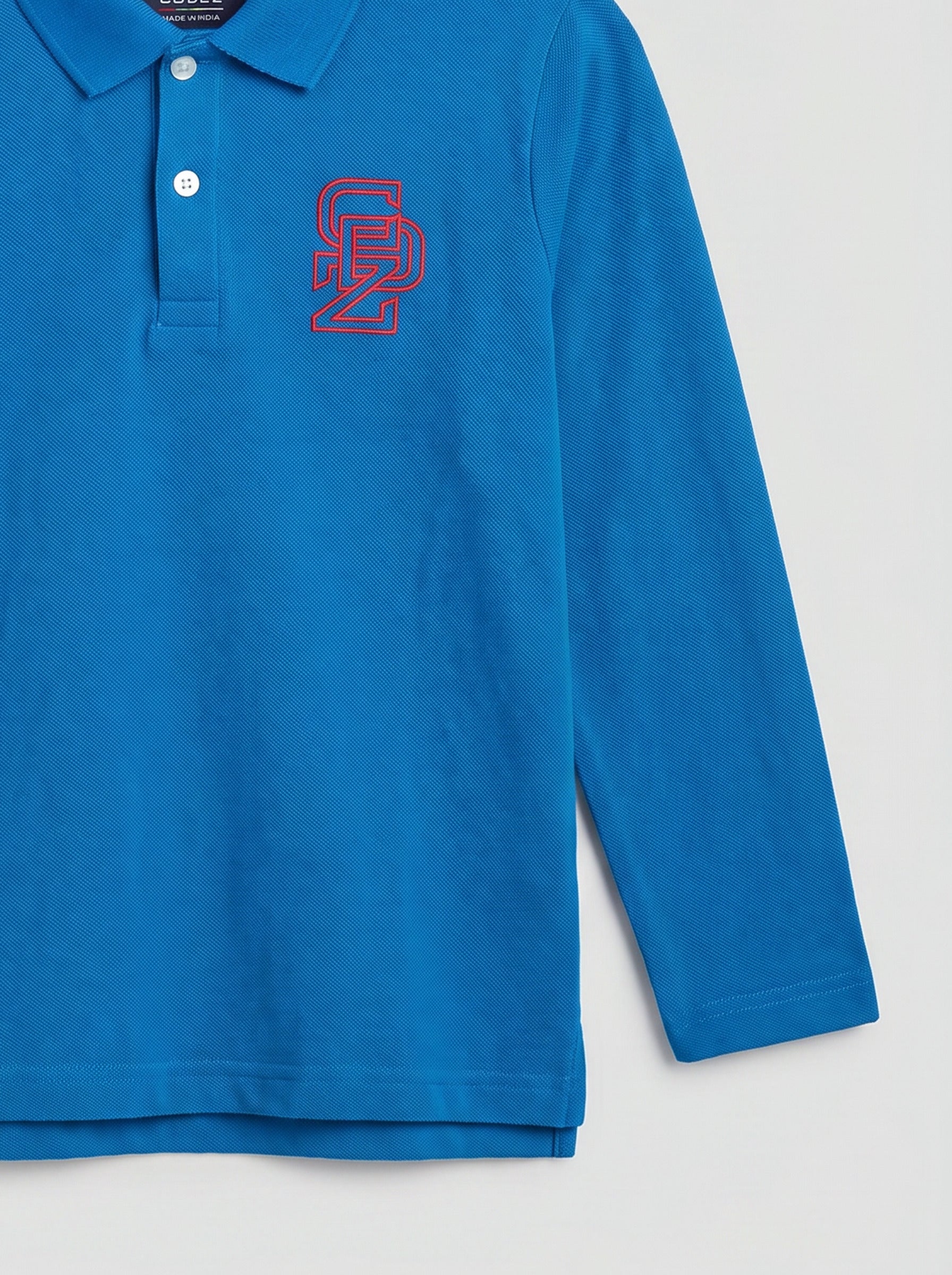 CODEZ Boys Royal Blue Regular Fit Full Sleeve Polo T-Shirt