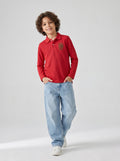 CODEZ Boys Red Regular Fit Full Sleeve Polo T-Shirt