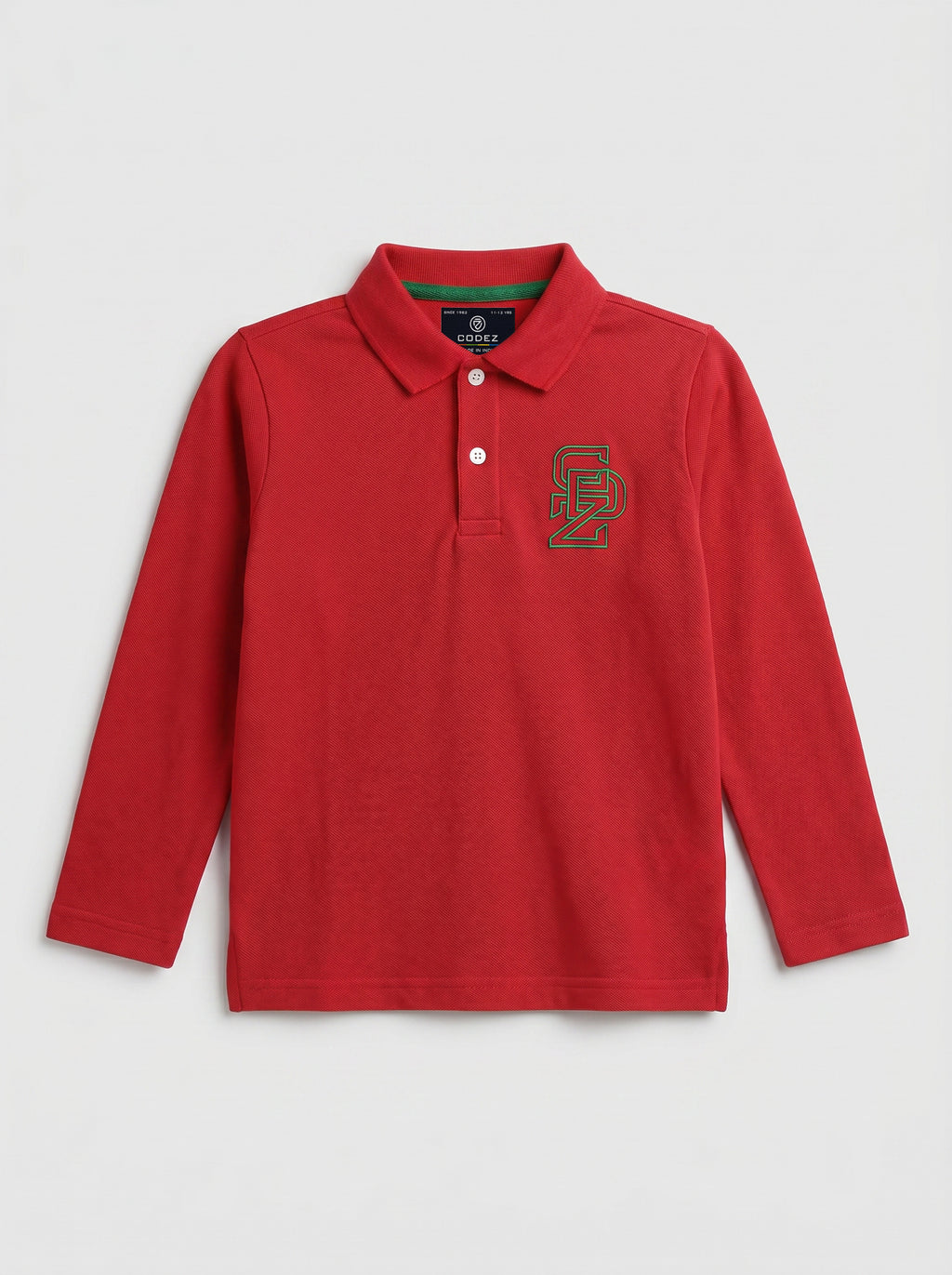 CODEZ Boys Red Regular Fit Full Sleeve Polo T-Shirt