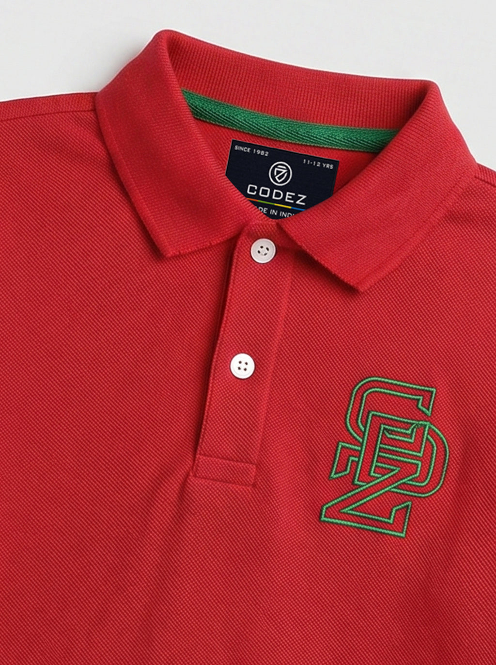 CODEZ Boys Red Regular Fit Full Sleeve Polo T-Shirt