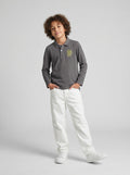 CODEZ Boys Steel Grey Regular Fit Full Sleeve Polo T-Shirt