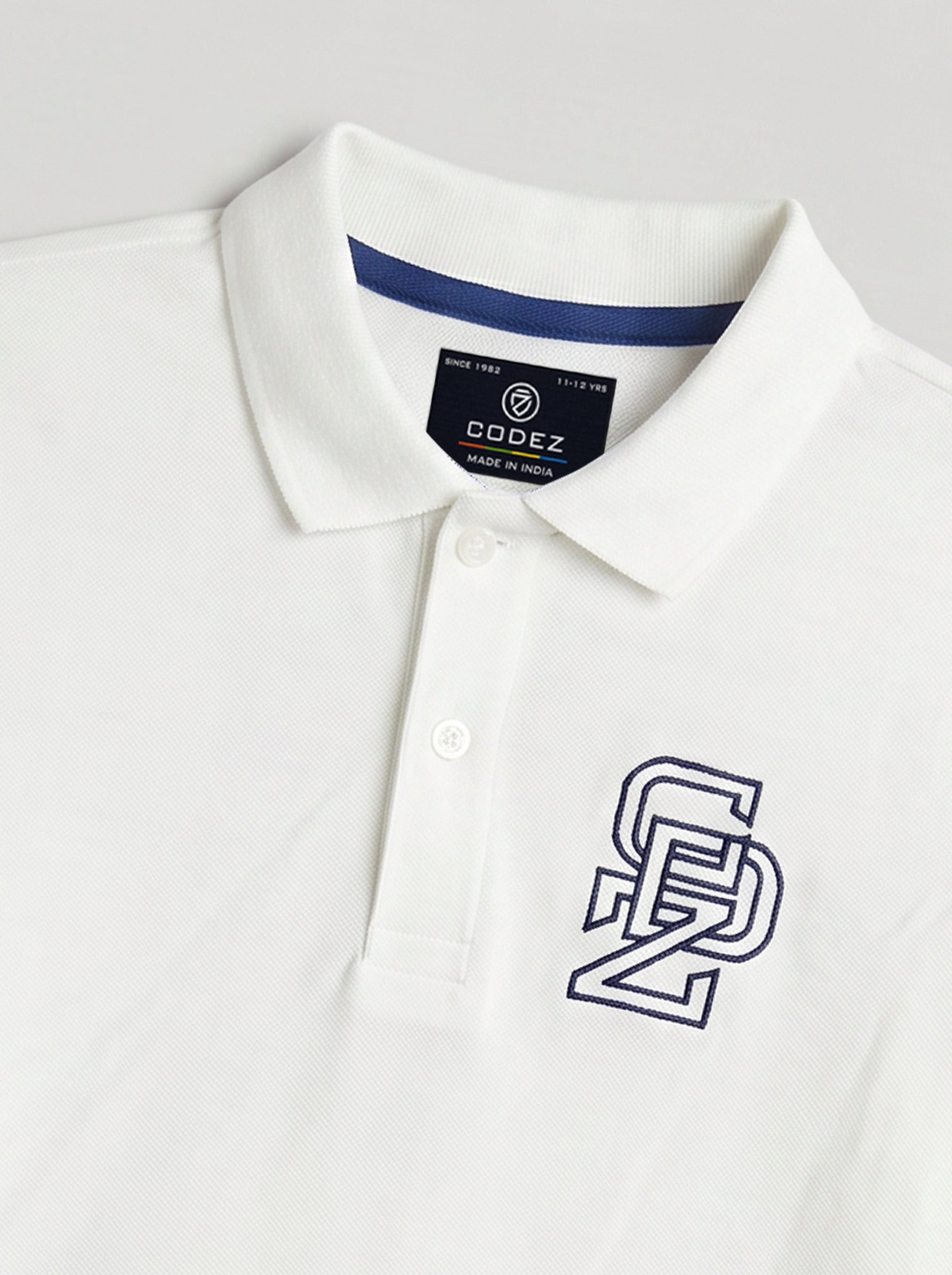CODEZ Boys White Regular Fit Full Sleeve Polo T-Shirt
