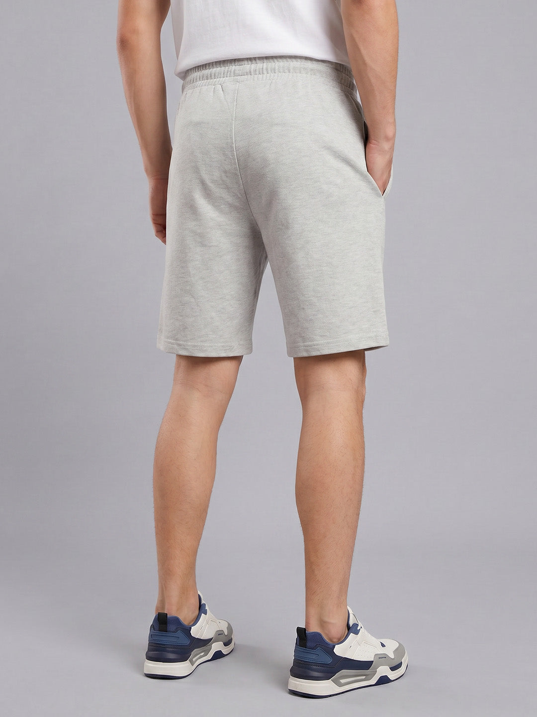 ARDEUR ZEAL IN YOU Men's White Melange Regular Fit Life Is Short Typography Shorts