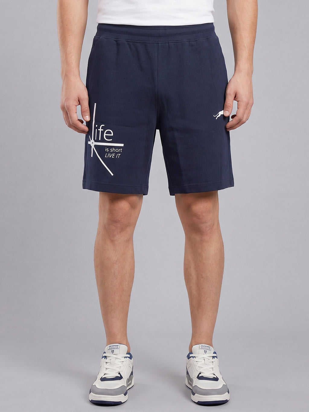 ARDEUR ZEAL IN YOU Men's Navy Regular Fit Life Is Short Typography Shorts