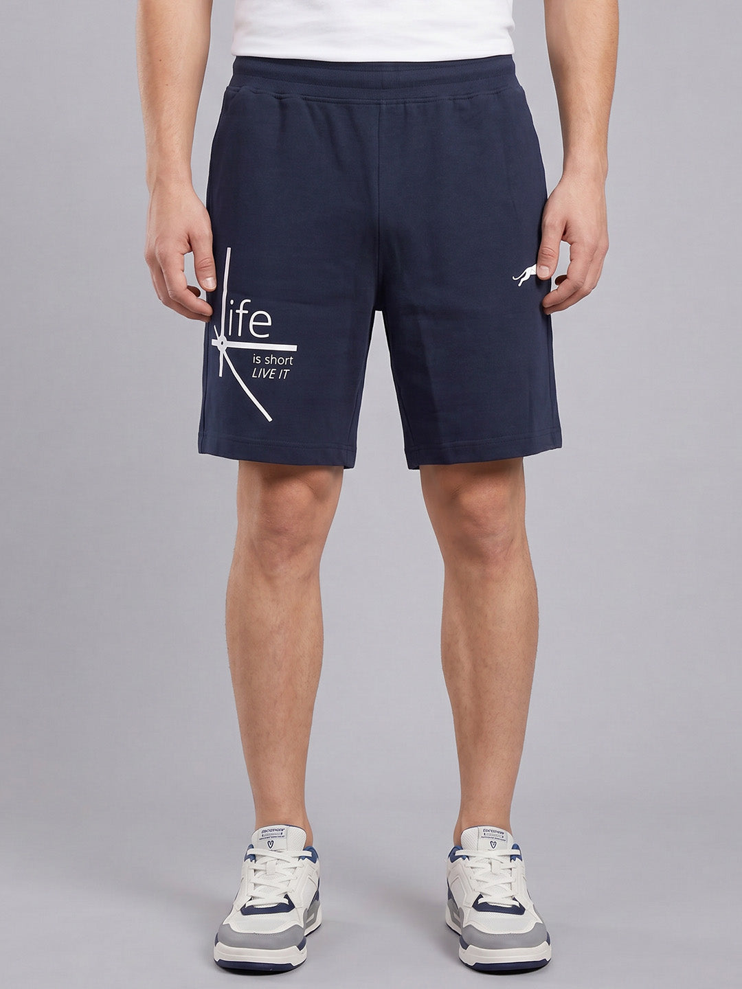 ARDEUR ZEAL IN YOU Men's Navy Regular Fit Life Is Short Typography Shorts