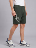 ARDEUR ZEAL IN YOU Men's Olive Regular Fit Life Is Short Typography Shorts