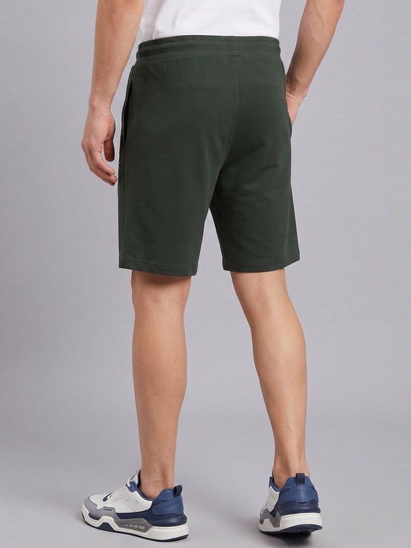 ARDEUR ZEAL IN YOU Men's Olive Regular Fit Life Is Short Typography Shorts