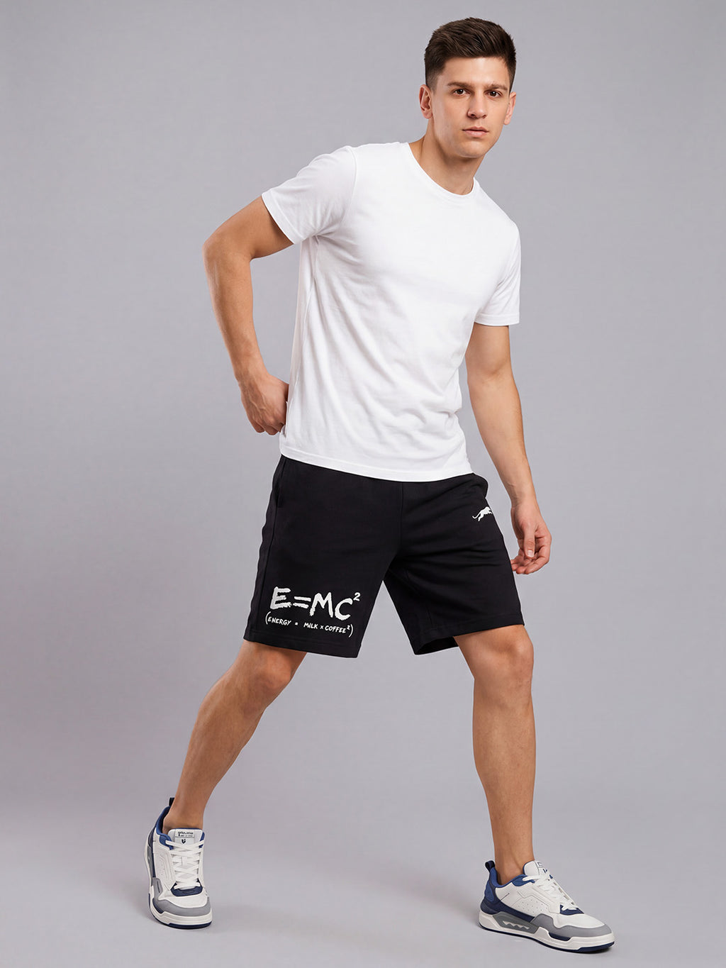 ARDEUR ZEAL IN YOU Men's Black Regular Fit Energy Formula Typography Shorts