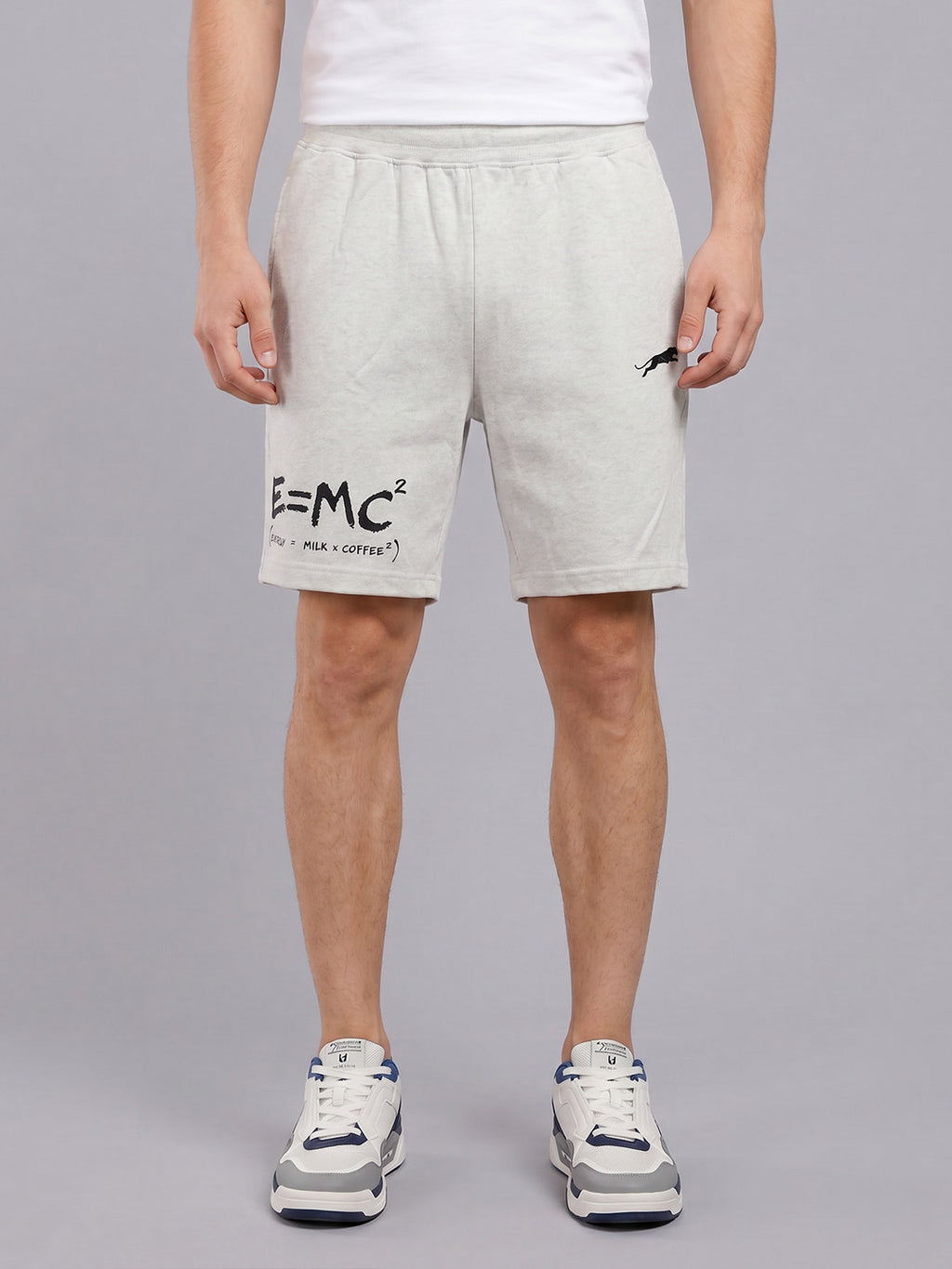 ARDEUR ZEAL IN YOU Men's White Melange Regular Fit Energy Formula Typography Shorts