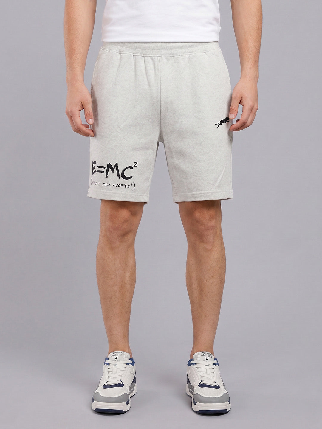 ARDEUR ZEAL IN YOU Men's White Melange Regular Fit Energy Formula Typography Shorts