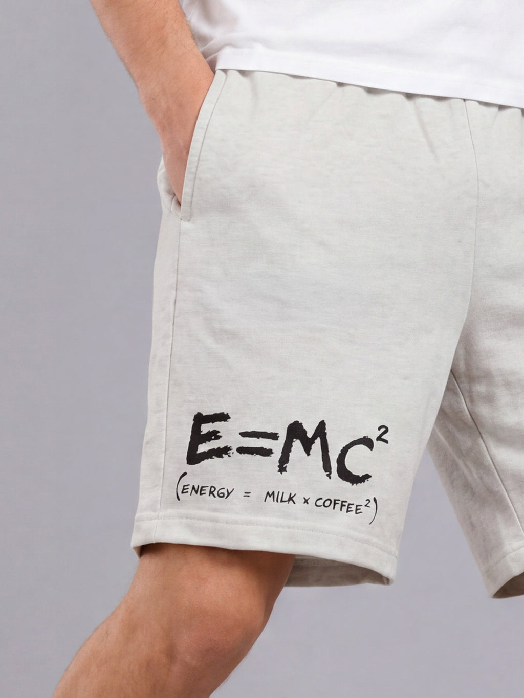 ARDEUR ZEAL IN YOU Men's White Melange Regular Fit Energy Formula Typography Shorts